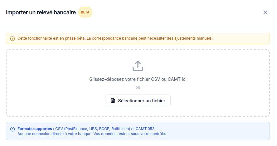 Import relevé bancaire CSV